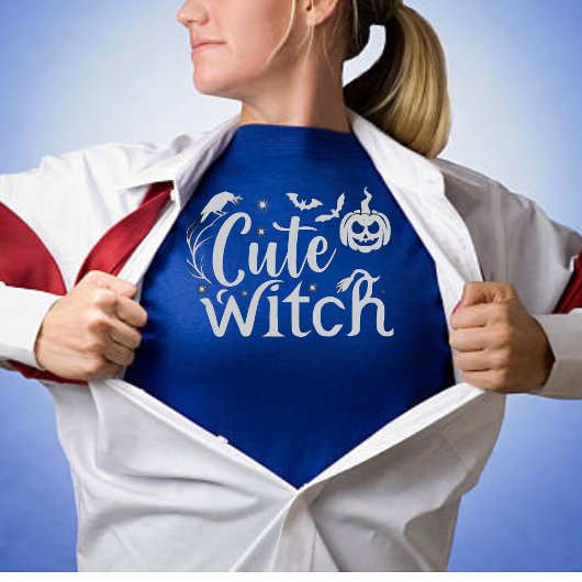 Niedlich Hexenblauer Halloween T-Shirt