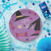 Niedlich-Hexenhut-Halloween-Party-Muster Lila Pappteller (Party)