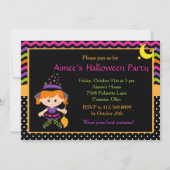 Niedlich-Hexenmädchen-Halloween-Party Einladung (Vorderseite)