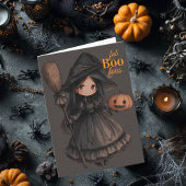 Niedlich Hexenmädchen ihr Broom & Pumpkin Kids Hal Karte