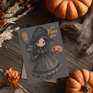 Niedlich Hexenmädchen ihr Broom & Pumpkin Kids Hal Postkarte