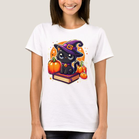 Niedlich Hexe's Kitten T-Shirt (Vorderseite)
