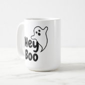 Niedlich Hey Boo Funny Ghost Halloween Kaffee Tass Kaffeetasse (Vorderseite Links)