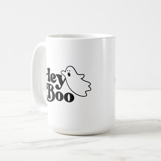 Niedlich Hey Boo Funny Ghost Halloween Kaffeetasse (Vorderseite Links)