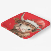 Niedlich. Highland Cow in Weihnachtsmannmütze Red Pappteller (Gewinkelt)