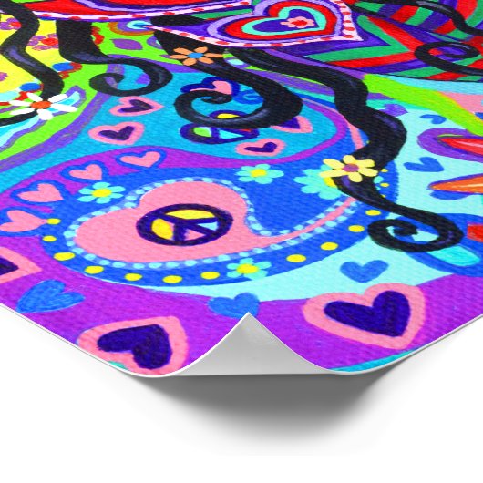 Niedlich Hippie Mermaid Girl Doll Guitar Poster (Ecke)