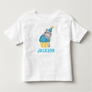 Niedlich Hippo Geburtstag Cupcake Personalisiert Kleinkind T-shirt