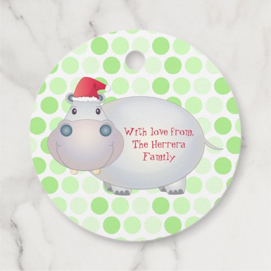 Niedlich Hippo Hippopotamus Weihnachten Weihnachte Geschenkanhänger (Rückseite)