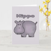 Niedlich Hippo Karte (Gelbe Blume)
