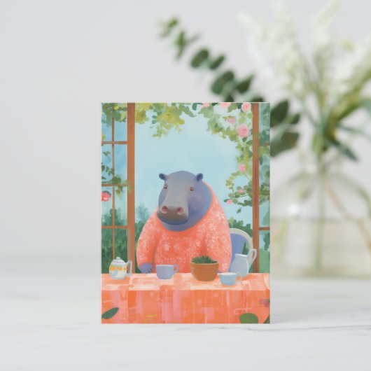 Niedlich Hippo Postkarte (Stehend Vorderseite)