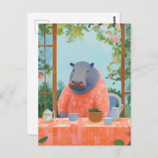Niedlich Hippo Postkarte (Vorne/Hinten)