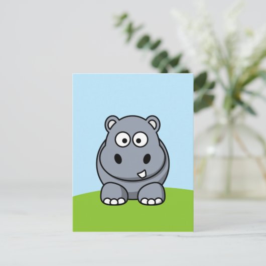 Niedlich Hippo Postkarte (Stehend Vorderseite)