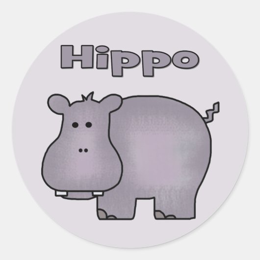 Niedlich Hippo Runder Aufkleber (Vorderseite)