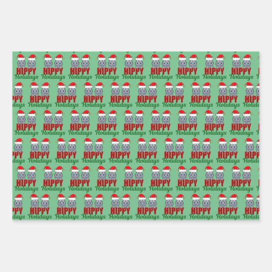 Niedlich Hippo Weihnachten Weihnachten Hippy Holid Geschenkpapier Set (Vorderseite)