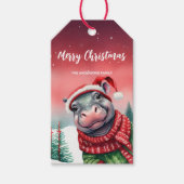 Niedlich HIPPO Weihnachtsbaum Party Schneekinder Geschenkanhänger (Vorderseite)
