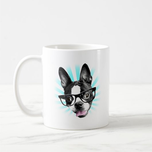 Niedlich! Hipster-Boston-Terrier Kaffeetasse (Links)