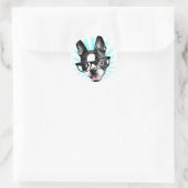 Niedlich! Hipster Boston Terrier Runder Aufkleber (Tasche)