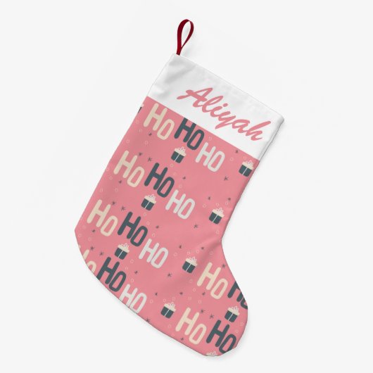 Niedlich Ho Ho Ho Pink Weihnachten Strumpf Kleiner Weihnachtsstrumpf (Vorderansicht (hängend))