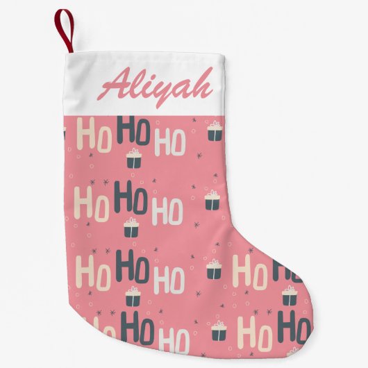 Niedlich Ho Ho Ho Pink Weihnachten Strumpf Kleiner Weihnachtsstrumpf (Vorderseite)