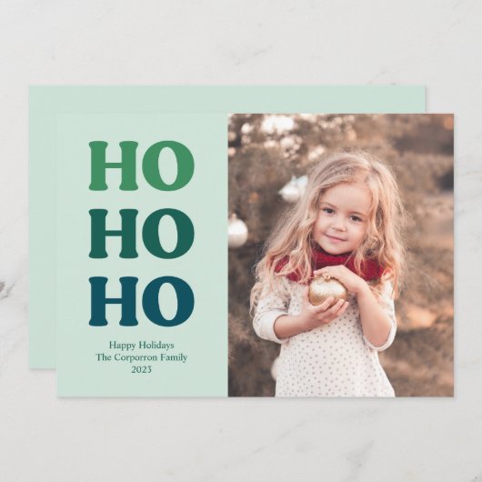 Niedlich Ho Ho Ho Retro Weihnachten | Grün (Vorne/Hinten)