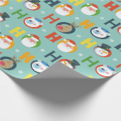Niedlich Ho Ho Ho Santa Snowman Rentier Weihnachte Geschenkpapier (Ecke)