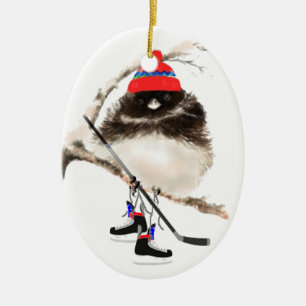 Niedlich Hockey Bird in Hat, Weihnachts-Spaß, Junc Keramik Ornament