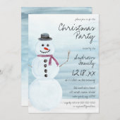Niedlich Holiday Blue Snowman Weihnachten Einladung (Vorne/Hinten)