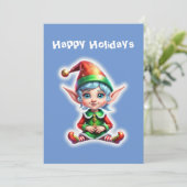 Niedlich Holiday Elf Feiertagskarte (Stehend Vorderseite)