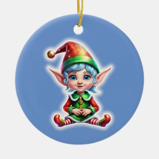Niedlich Holiday Elf Keramik Ornament (Vorne)