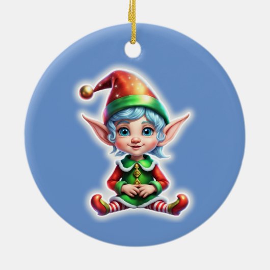 Niedlich Holiday Elf Keramik Ornament (Hinten)