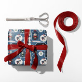 Niedlich Holiday Eskimo Tags Blau Geschenkpapier