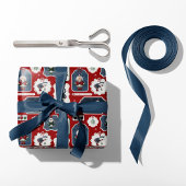 Niedlich Holiday Eskimo Tags Red Geschenkpapier