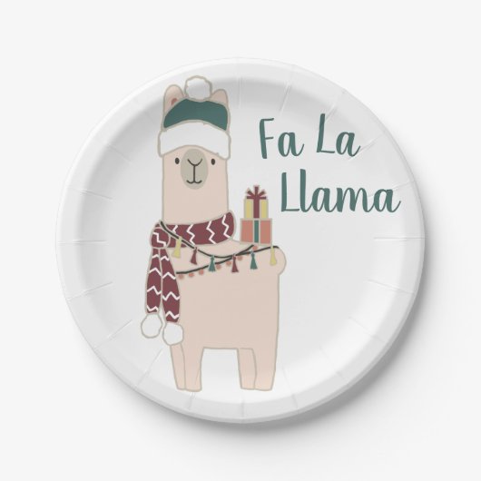 Niedlich Holiday Fa La Llama Design Pappteller (Vorderseite)