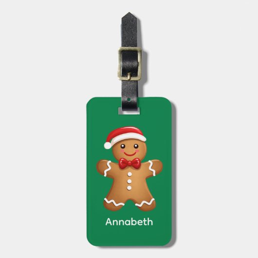 Niedlich Holiday Gingerbrot Mann Personalisiert Gepäckanhänger (Vorderseite vertikal)