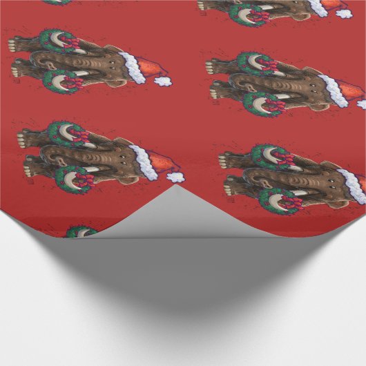 Niedlich Holiday Mastodon Geschenkpapier (Ecke)
