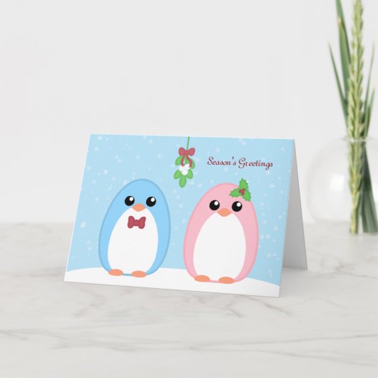 Niedlich Holiday Penguin Couple Feiertagskarte (Vorderseite)