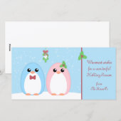 Niedlich Holiday Penguin Couple Feiertagskarte (Vorne/Hinten)
