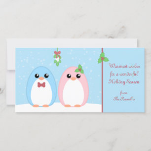 Niedlich Holiday Penguin Couple Feiertagskarte