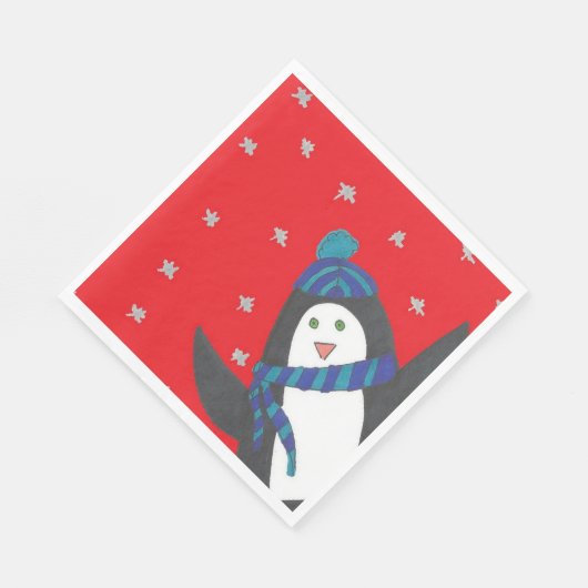 Niedlich Holiday Penguin Serviette (Ecke)
