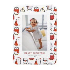 Niedlich Holiday Pinguins Muster Weihnachts-Foto Magnet
