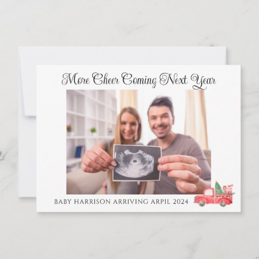 Niedlich Holiday Pregnancy Foto Ankündigung (Vorderseite)