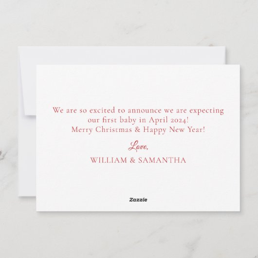 Niedlich Holiday Pregnancy Foto Ankündigung (Rückseite)