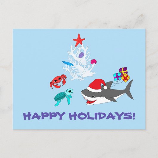 Niedlich Holiday Shark Postkarte (Vorderseite)