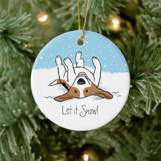 Niedlich Holiday Snow Beagle Happy Dog Weihnachten Keramikornament (Baum)