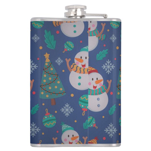 Niedlich Holiday Snowman Flachmann (Rückseite)