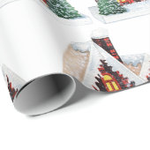 Niedlich Holiday Vintag House Schnee Weihnachtsges Geschenkpapier (Rolleneckpunkt)
