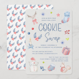 Niedlich Holiday Watercolor Weihnachtskochtausch Einladung