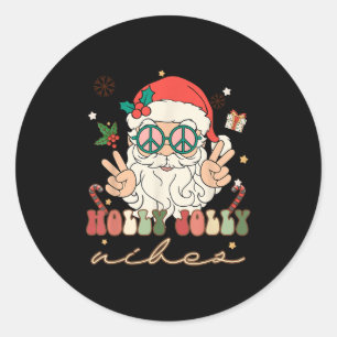 Niedlich Holly Christmas Jolly Vibes Hippie Santa Runder Aufkleber