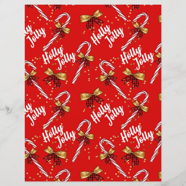 Niedlich Holly Jolly Christmas Scrapbook Paper (Vorderseite)