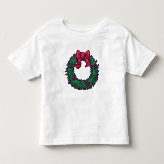 Niedlich Holly Wreath mit Red Bow Kleinkind T-shirt (Vorderseite)